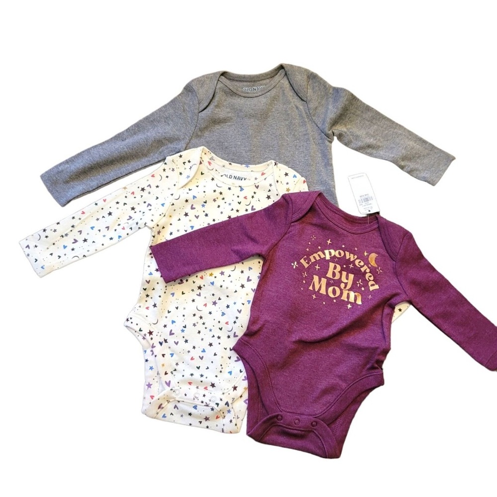 3FOR$12 Baby Girl Grow-with-Me Set 3pk Onesies/Bodysuits